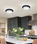 LED Ceiling Light Crystal Chandelier Dimmable Flush Mount with Modern Crystal Raindrop Pendant Lamp installed in kitchen