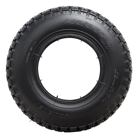 4.10/3.50-6 tire with heavy-duty inner tube for ATVs, go-karts, lawn mowers, snow blowers, tractors, and more