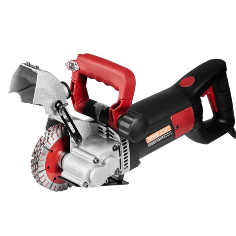 Powerful 4800W Wall Chaser With Laser Guide 6500 RPM For Precise Concrete Grooving shown with pro grade 5 by 5 inch saw blades.