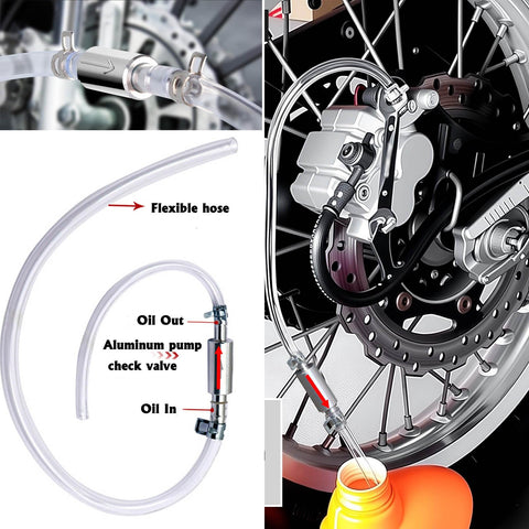 All In One Brake Bleed Kit For Hydraulic Disc Clutches And Car Brakes With 100ml Syringe, hoses, check valve, and clamps close-up