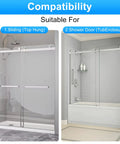 Sliding Shower Door Bottom Track Set For Glass Doors Compatible With One Half Inch And Three Eighth Inch Grooves Includes Two Tracks For Seven Sixteenths Inch And Five Sixteenths Inch Glass Doors Durable Material For Long Lasting Performance, shown installed in modern bathroom settings.