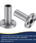 LMF6LUU Linear Ball Bearing 6 mm Bore 12 mm OD 35 mm Length 48 mm Round Flange Double Seal Chromium Steel Nickel Plated angled view