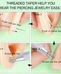 Piercing Taper Ball Grabber Tool Kit For Quick Jewelry Swaps 14G 16G 18G 20G tool used for ear piercing replacement steps