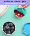 Leakproof 1.6 Ounce Stainless Steel Salad Dressing Containers With Lids On The Go shown with blueberries and jam