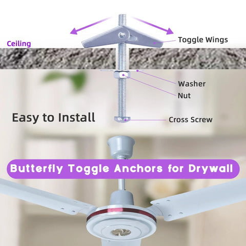 Heavy Duty Toggle Bolt And Wing Nut Kit 120 Piece Set With 30 Toggle Bolts 30 Wing Nuts 30 Hex Nuts And 30 Washers In Three Sixteenth Inch Size For Drywall Hanging Heavy Items Mirrors Pictures Butterfly Toggle Anchors diagram.