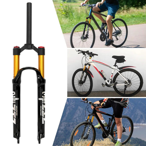 Air Mountain Bike Suspension Fork For 26 27.5 29 Inch Bikes Built For Rough Trails 120mm Travel 9mm Quick Release Disk Brake Compatible