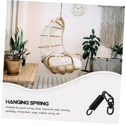 Heavy Duty Porch Swing Spring Kit With 700 Lb Capacity, includes spring, carabiners, swivel buckle, in stylish room with hanging chair.