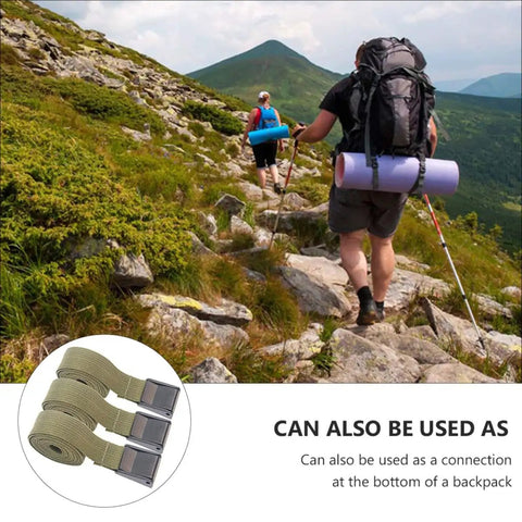 Military Green Three Piece 25mm Wide Cargo Lashing Straps With Quick Release Buckles For Camping Luggage And Cargo Securement