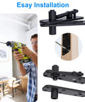 Hidden Door Hinge With Dual Bearing For Silent Operation Heavy Duty Conceal Hinge installation and close-up view.