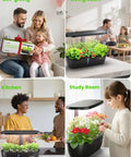 Hydroponic Indoor Garden System Kit With 15 Pods, 24 Watt Grow Light in kitchen, study room, living room, gift-giving scene.
