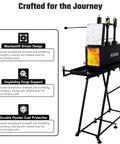 Heavy Duty Blacksmith Forge Stand For Single, Double, And Three Burner Kits Heat Resistant Steel Propane Forge Stand For Blacksmith Starter Kit 36 Inch Tool Stand showing stand features.