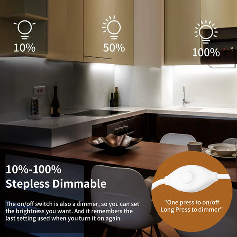Under Cabinet Lighting Kit With Two 12 Inch LED Light Bars, Dimmable Plug In, Cold White 6000K in modern kitchen