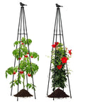 67 Inch Obelisk Garden Trellis For Cucumber And Climbing Plants Yard Ready Outdoor Plastic Coated Metal Support For Vines Tomatoes And Flowers Black Two Pack Set