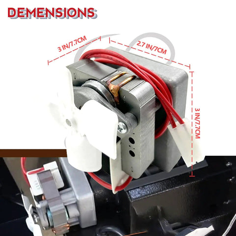 2.0 RPM Auger Motor Replacement For Pellet Grills - 110V AC 60Hz Heavy Duty High Torque Feeder Drive To Stop Jams And Fix Low Temp Issues Fits Many Grills And Smokers shown with dimensions