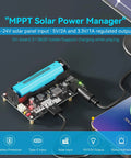 MPPT Solar Charging Controller For 5 To 24V Panels, USB C Fast Charge For 3.7V Li Ion Batteries connected to solar panel