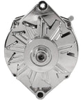 Front view of 105 Amp Marine Alternator Replacement For Mercruiser 10SI 1 Wire V Belt 12V CW Rotation Chrome Delco Style
