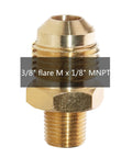 Brass propane adapter fitting, 3/8 flare M x 1/8 MNPT