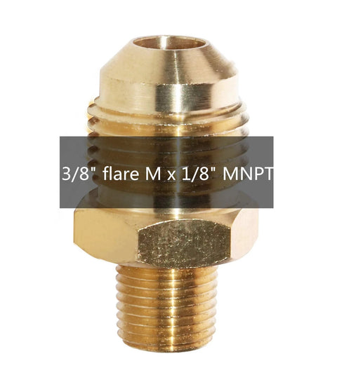 Brass propane adapter fitting, 3/8 flare M x 1/8 MNPT