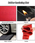 Heavy Duty High Voltage Insulating Rubber Mat For Electricians And Workshop Crews, showing waterproof, fireproof, impact resistant features.