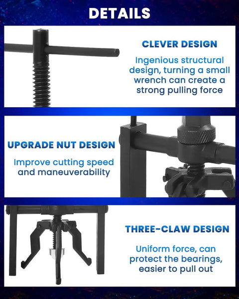 Three Jaw Inner Bearing Puller For Cars, Motorcycles, And SUVs, Built Tough Carbon Steel Pilot Bearing Removal Tool details