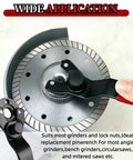 Adjustable Pin Spanner Wrench For Angle Grinders with rubber grip, adjusts from 10 to 40 mm, fitting various power tools.