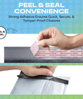 White Small Poly Bubble Mailers 6x10 Inch Self Seal Padded Envelopes Waterproof Lightweight Usable 6x9 Inches Ideal For Small Items Shipments Bulk Pack Of 500, showing peel and seal adhesive strip.