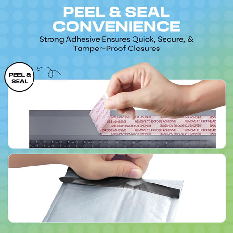 Peel and seal convenience of White 6x10 Inch Poly Bubble Mailers With Easy Seal Padded Envelopes Cushioned Bubble Mailer