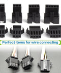 2.5mm Pitch JST SM Connector Kit with 2 3 4 5 pin male and female housing plugs, close-up of connectors and wires, 560pcs assortment