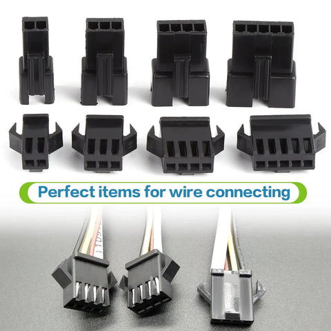2.5mm Pitch JST SM Connector Kit with 2 3 4 5 pin male and female housing plugs, close-up of connectors and wires, 560pcs assortment