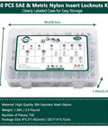 All In One Nylon Insert Lock Nut Kit With 304 Stainless Nylock Nuts for Bolt Work SAE and Metric Sizes 750 Pieces in labeled case