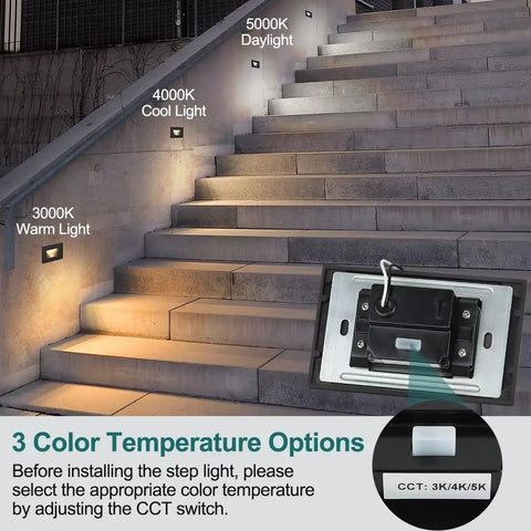Outdoor LED Step Lights 6 Pack 120V Dimmable Warm White 3000K Stair Lights For Indoor And Outdoor Use Aluminum Orb Finish