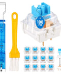 Blue Mechanical Keyboard Switches 100 Pack With Upgraded 4 Claw Puller And Cleaning Brush, Dustproof Clicky Tactile Switches