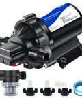 12V RV Water Pressure Booster Pump Self Priming 50 PSI 4 GPM On Demand Pump with fittings and tape