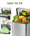 13 Gallon Compostable Drawstring Kitchen Waste Bags Tear Free 49.2 Liter Heavy Duty 1 Mil Food Scrap Bags 30 Count BPI Certified OK Compost Industrial Seedling Safe