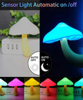 4 Pack Mushroom Night Lights Plug In Sensor Lamps With Auto On Off In The Dark Color Changing LED Night Lights for Kids