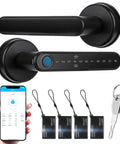 Five In One Keyless Smart Door Lock With App Code Fingerprint Key Card And Handle, Biometric Door Lock for secure entry