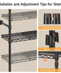 Installation guide for Space Saving Expandable Wall Mounted Closet System With Telescoping Shelves And Adjustable Rods, 5.7 To 8.2 Ft, Black Finish.