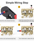 Heavy Duty Din Rail Fuse Holders Terminal Block Kit With Led Indicator Lights showing simple wiring steps for installation.
