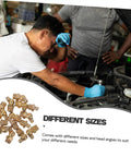 Mechanic using Grease Fittings Kit With Straight And Angled Nozzles For Automotive And Industrial Use Includes Storage Box