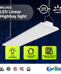 4Ft LED Highbay Light Pack Of Two, 225W, 30600 Lumens, Daylight White 5000K, 1-10V Dimmable, UL And DLC Listed for industrial use