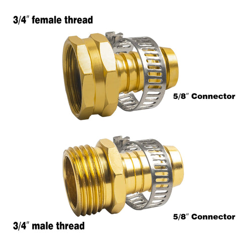 5/8 Inch Aluminum Garden Hose Repair Kit With Female And Male Connectors And Stainless Steel Clamps, Built Tough