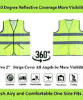 Hi Vis Construction Safety Vests 10 Pack Yellow Reflective Vests With Pockets For Men And Women shown front and back view.
