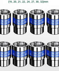 8 Piece Hex Socket Wrench Bit Set With No Slip Grip And Slick Chrome Finish Heavy Duty Precision Drive Bits in various sizes.