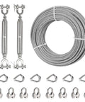 Image of 100 Ft Quarter Inch Stainless Steel Wire Rope Kit With Two Five Sixteenths Turnbuckles Clamps And Thimbles
