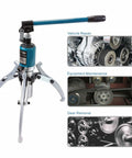 10 Ton Hydraulic Gear Puller Workhorse With Wheel Bearing Separator 3 In 1 Design showing tool and gear applications