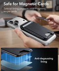 MagSafe Wallet With Stand And RFID Blocking Ring Included Slim Five Card Magnetic Wallet for iPhone 17 Series, prevents degaussing.