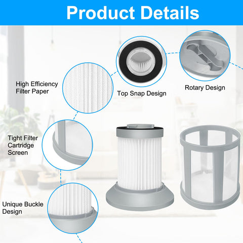4 Pack Replacement Vacuum Filter Kit For Zing Bagless Canister Vacuums 2156A 2156 1665 16652 1665W 2156E product details