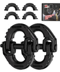 2 Pack Half Inch Safety Chain Connector Link With G80 Hammerlock Tow Hitch Coupling, heavy-duty black alloy steel set.