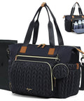 Large Waterproof Diaper Tote Bag For Hospital Labor Delivery With Pacifier Case And Changing Pad, Durable Baby Tote Black