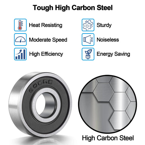 Front view: two ANCIRS 608-2RS ball bearings, double rubber-sealed, 8x22x7 mm for skateboard/inline scooter